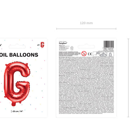 Globo Letra G Rojo Vacío 35cm