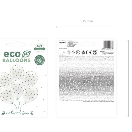 Globos Blancos Estrellas Doradas 33cm 6pcs