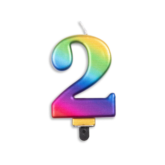 Vela 2 Años Arco Iris 7cm