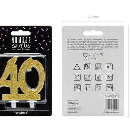 Vela 40 Años Oro 7,5cm