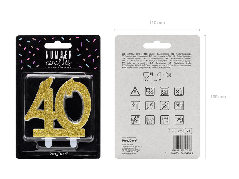 Vela 40 Años Oro 7,5cm