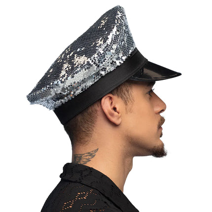 Gorro Negro Plata Lentejuelas