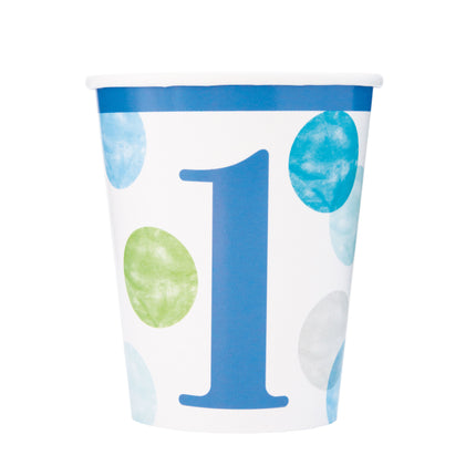 Tazas 1 Año Puntos Azul 266ml 8pcs