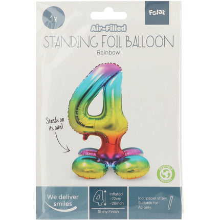 Globo Foil Figura 4 Arco Iris con soporte 72cm
