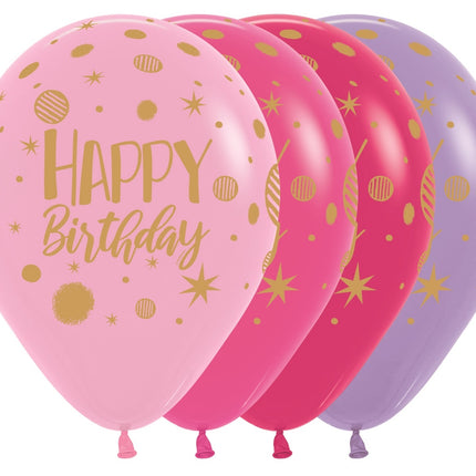 Globos Happy Birthday Sparkles Party Mix 30cm 25pcs