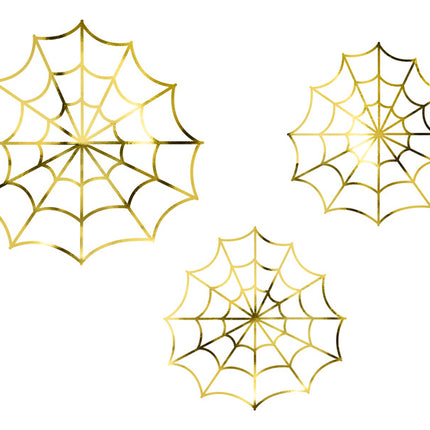 Decoración de Halloween Tela de Araña Set Dorado 3 piezas