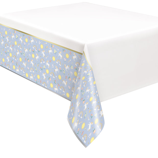 Mantel Unicornio Azul Blanco 2.13m