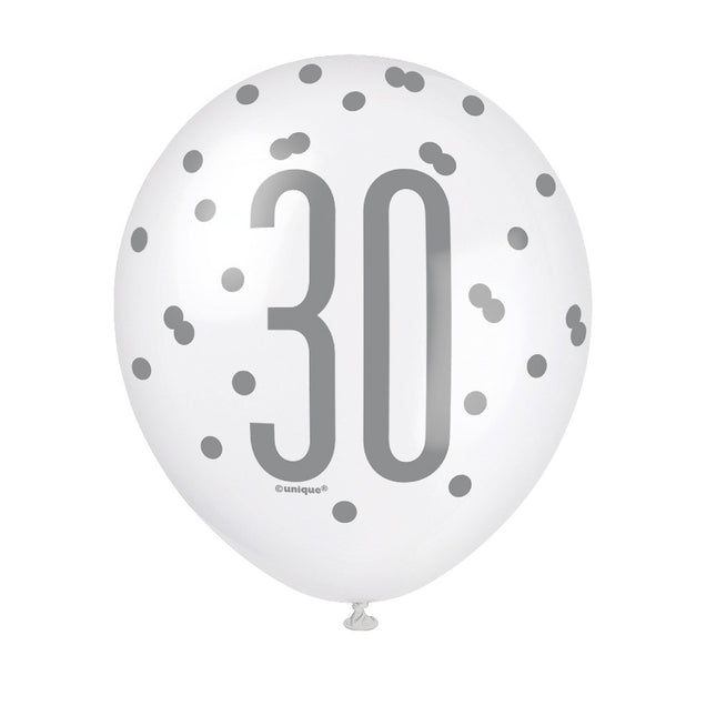 Globos 30 Años Lunares Azul 30cm 6pcs