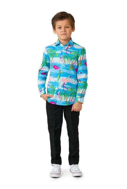 Camisa Hawaii Flamingo Niño <tc>OppoSuits</tc>