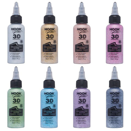 Purpurina lunar Pintura holográfica con purpurina para tejidos Azul 30ml