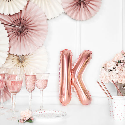 Globo Letra K Oro Rosa Vacío 35cm