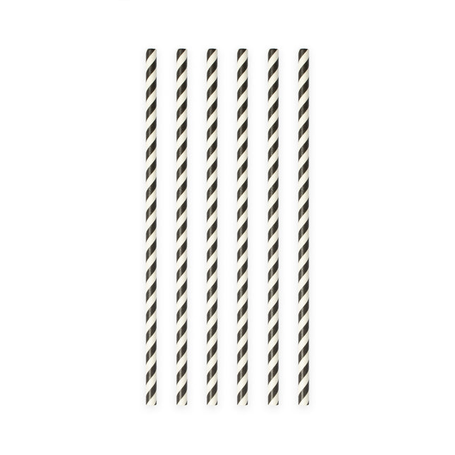 Pajitas de Papel Rayas Negras 19.7cm 20pcs