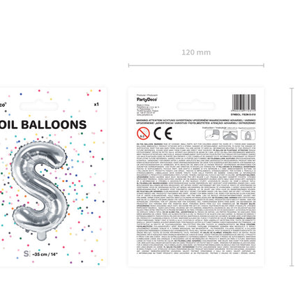 Globo Letra S Plata Vacío 35cm