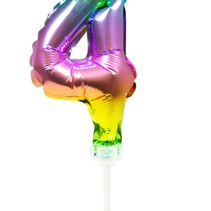 Globo Foil Figura 4 Arco Iris 13cm con Palo