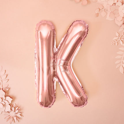 Globo Letra K Oro Rosa Vacío 35cm