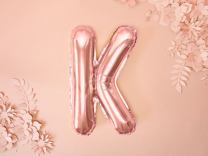 Globo Letra K Oro Rosa Vacío 35cm