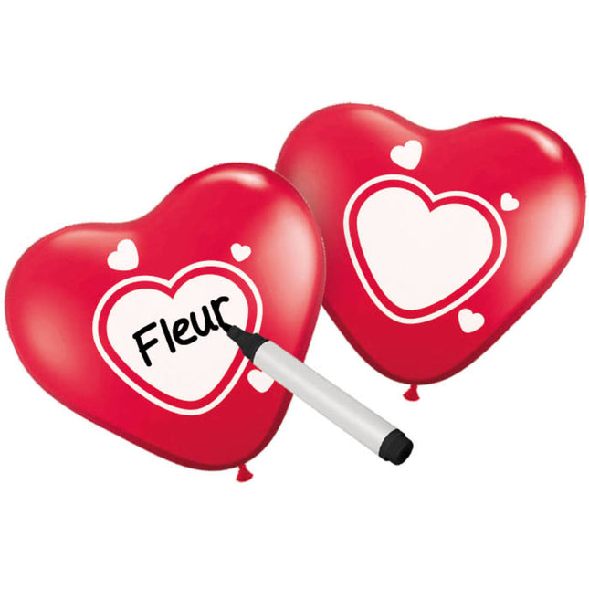 Globos Corazón Escribibles 25cm 6pcs