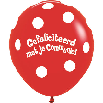 Globos Comunión Lunares Rojo 45cm 25pcs