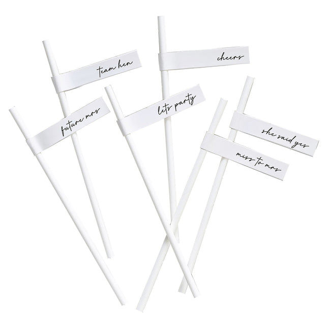Pajitas Despedida de Soltera Blancas 16pcs