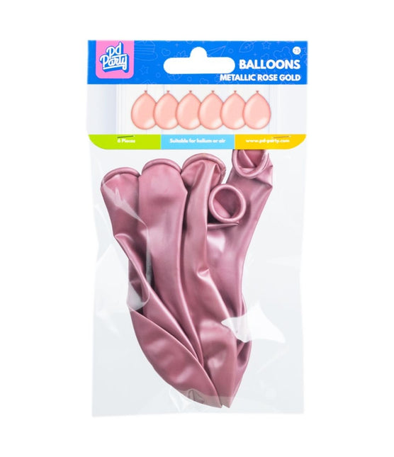 Globos Oro Rosa Metalizados 30cm 6pcs