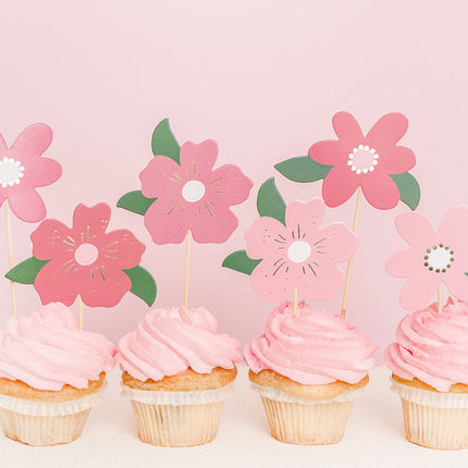 Cake topper Flores 14.5cm 8pcs