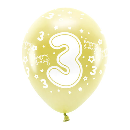 Globos 3 Años Oro 33cm 6pcs