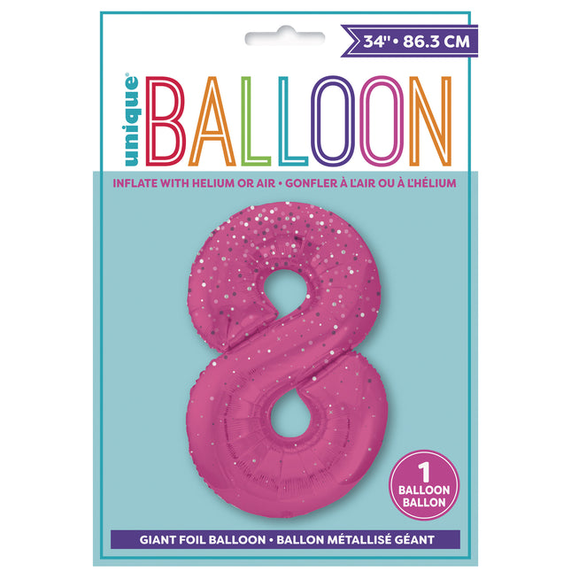 Globo Figura 8 Años Lunares Rosa 86cm