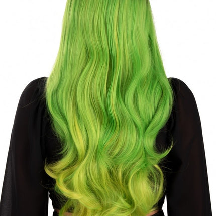 Peluca Selena Larga Con Rizos Verde