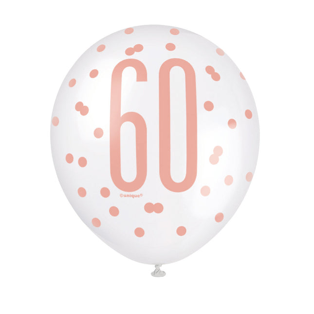 Globos 60 Años Oro Rosa 30cm 6pcs