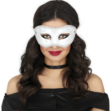 Antifaz Veneciano Blanco Plata