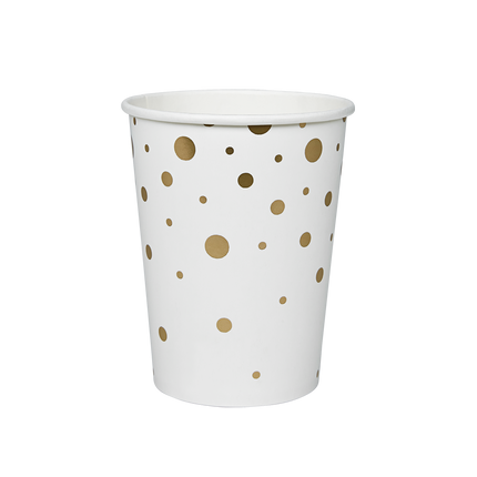 Tazas Puntos Oro Blanco 13cm 8pcs