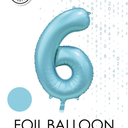 Globo Figura Azul Claro 6 Años Brillo 86cm
