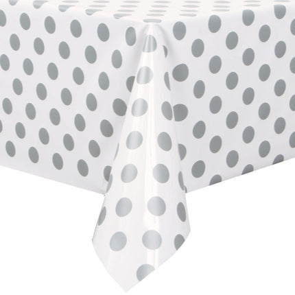 Mantel Plata Lunares Blancos 2.74m