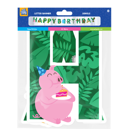 Guirnalda de letras de la selva Feliz Cumpleaños 2,5 m