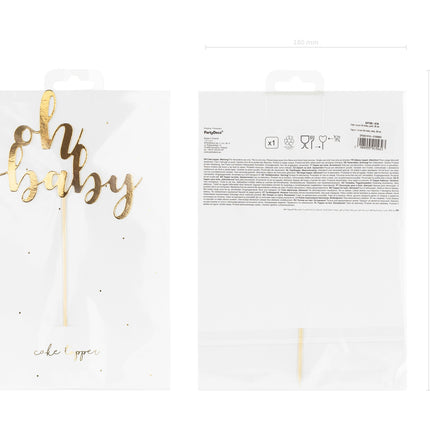 Gold Cake topper Oh Baby 25cm