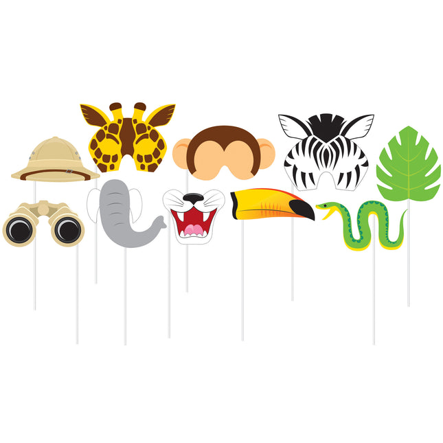 Atrezzo para fotomatón en la jungla 10 piezas