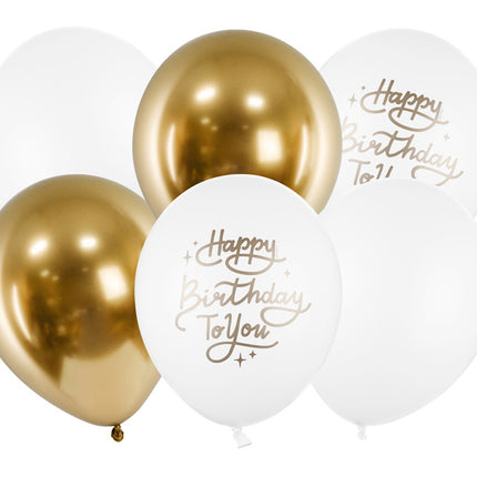 Globos Happy Birthday To You Oro 30cm 6pcs