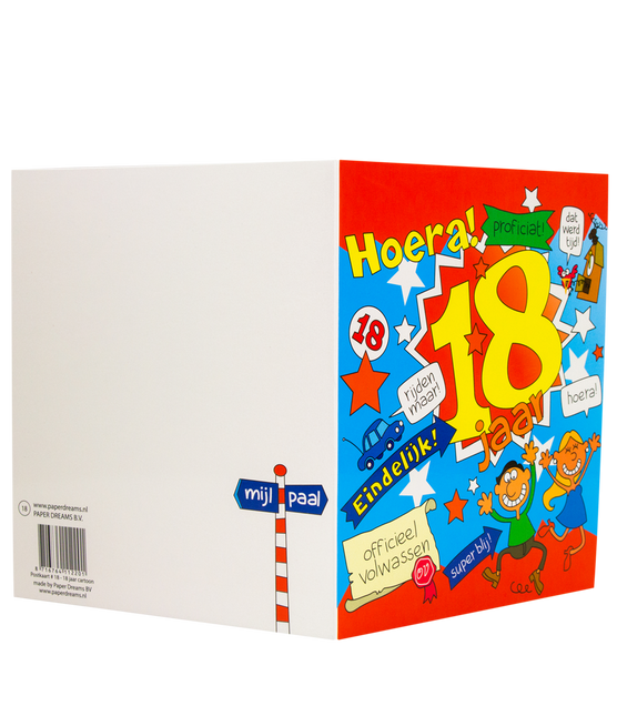 Tarjeta de cumpleaños 18 Años Dibujos animados 16,5cm