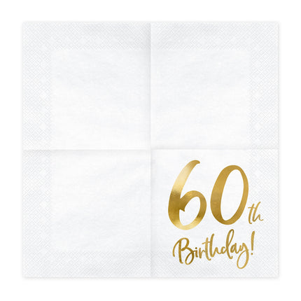Servilletas 60 Años Blanco 33cm 20pcs