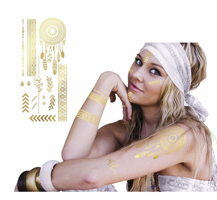 Tatuajes Falsos Hippie Dorados