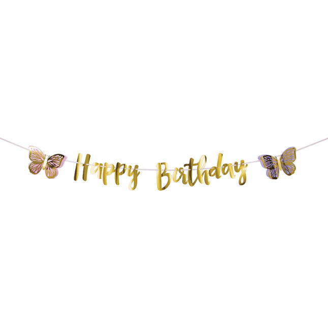 Guirnalda Letra Mariposa Feliz Cumpleaños 2.1m