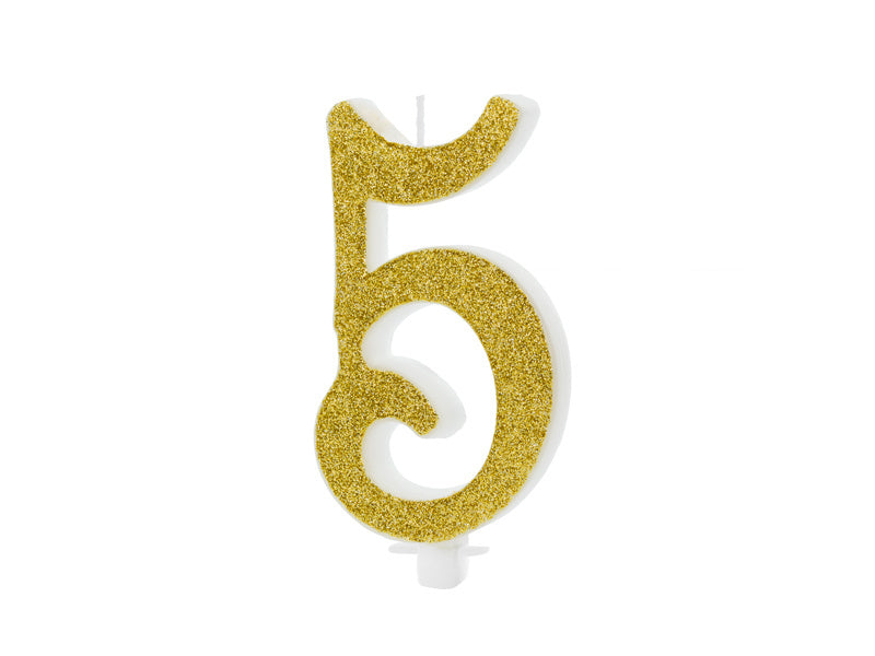 Vela 5 Años Oro 10cm