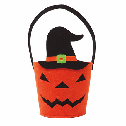 Cesta Halloween Calabaza Sombrero de Bruja 25cm