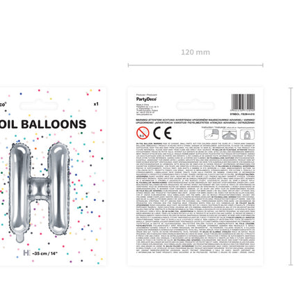 Globo Letra H Plata Vacío 35cm