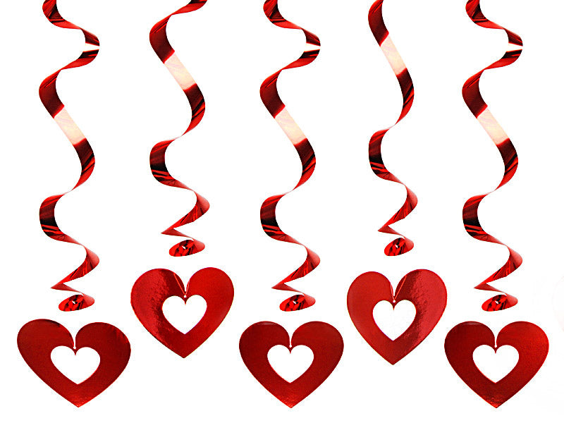 Decoración Colgante Corazones Rojo 60cm 5pcs