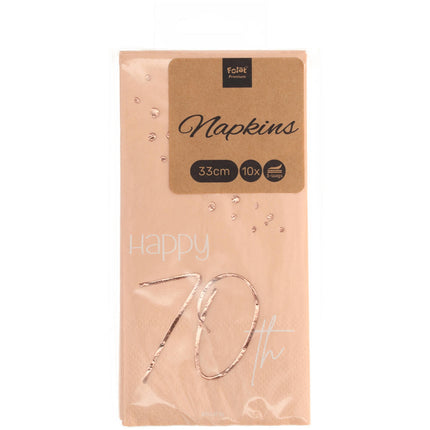 Servilletas 70 Años Oro Rosa 33cm 10pcs
