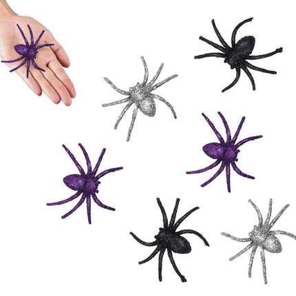 Arañas Falsas Purpurina 7cm 6pcs