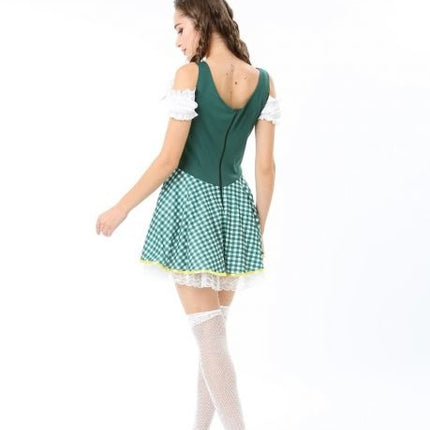 Vestido Dirndl Oktoberfest Cuadros Verde