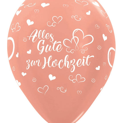 Globos Alles Gute zur Hochzeit Corazones Metálicos Oro Rosa 30cm 25pcs