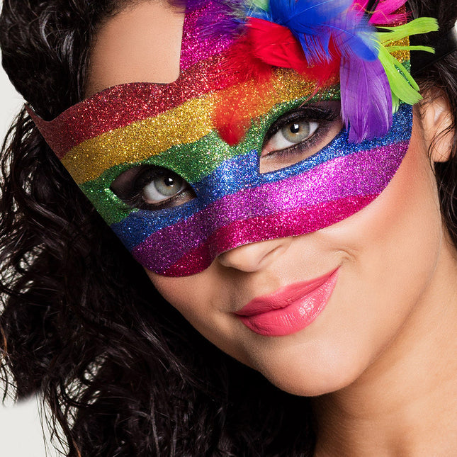 Máscara de ojos veneciana arco iris